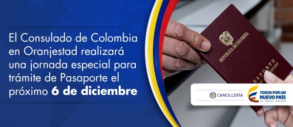 El Consulado de Colombia en Oranjestad realizará una jornada especial para trámite de Pasaporte el próximo 6 de diciembre