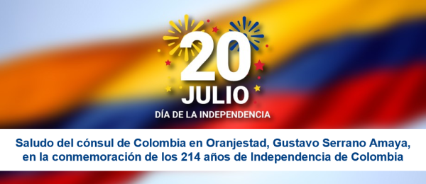 Saludo del cónsul de Colombia en Oranjestad, Gustavo Serrano Amaya, en la conmemoración de los 214 años de Independencia de Colombia